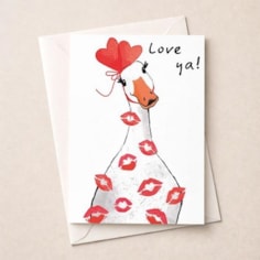 Large Card - Goose Covered In Kisses