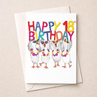Large Birthday Card - Age 18 Fancy Geese