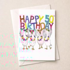 Large Birthday Card - Age 50 Fancy Geese