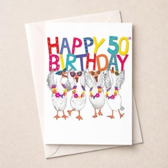 Large Birthday Card - Age 50 Fancy Geese