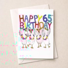Large Birthday Card - Age 65 Fancy Geese