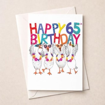 Large Birthday Card - Age 65 Fancy Geese