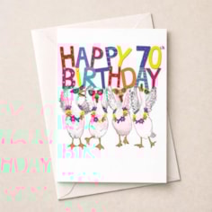 Large Birthday Card - Age 70 Fancy Geese Large Birthday Card - Age 70 Fancy Geese