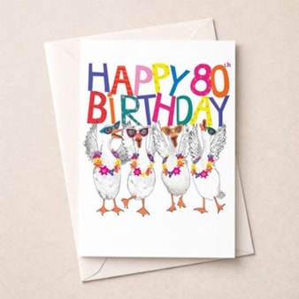 Large Birthday Card - Age 80 Fancy Geese Large Birthday Card - Age 80 Fancy Geese