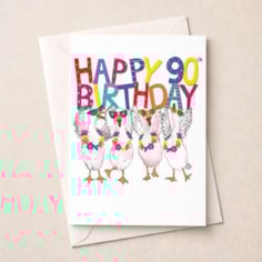 Large Birthday Card - Age 90 Fancy Geese Large Birthday Card - Age 90 Fancy Geese