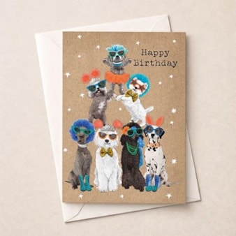 Large Birthday Card - Dog Pyramid