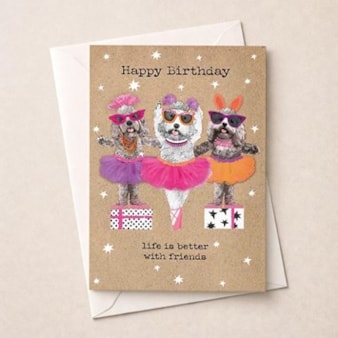Large Birthday Card - Ballerina Dogs Large Birthday Card - Ballerina Dogs