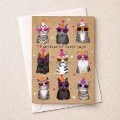 Large Birthday Card - Happiest Of Birthdays Cats