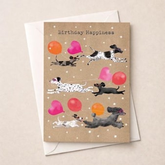 Large Birthday Card - Dogs With Balloons