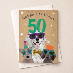 Large Age 50 Birthday Card - Dogs