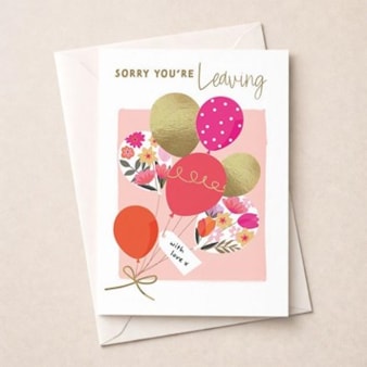 Large Sorry You're Leaving Card - Balloons