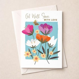 Large Get Well Soon Card - Flowers & Butterflies Large Get Well Soon Card - Flowers & Butterflies