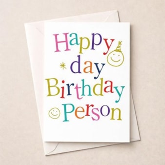 Large Birthday Card - Birthday Happy Day Birthday Person