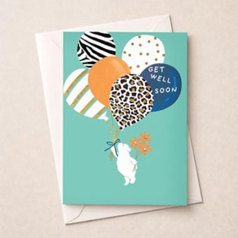 Large Get Well Soon Card - Bear & Balloons