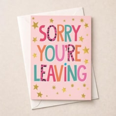 Large Sorry You're Leaving Card - Stars