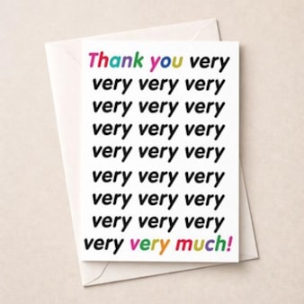 Large Thank You Card - Very Very Very Much Large Thank You Card - Very Very Very Much