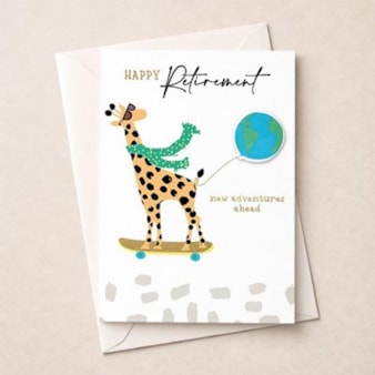 Large Retirement Card - Skateboarding Giraffe
