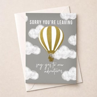Large Sorry You're Leaving Card - Hot Air Balloon