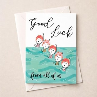 Large Good Luck Card - Ladies Swimming In The Sea Large Good Luck Card - Ladies Swimming In The Sea