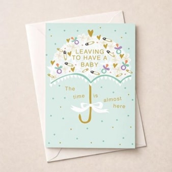 Large Leaving For A Baby Card - Umbrella Large Leaving For A Baby Card - Umbrella