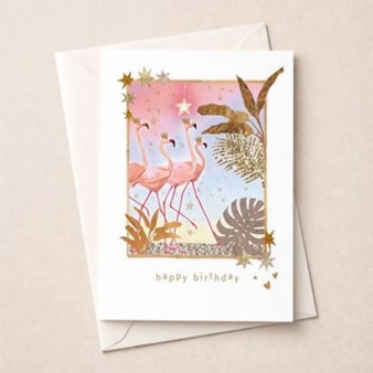 Birthday Card - Flamingos