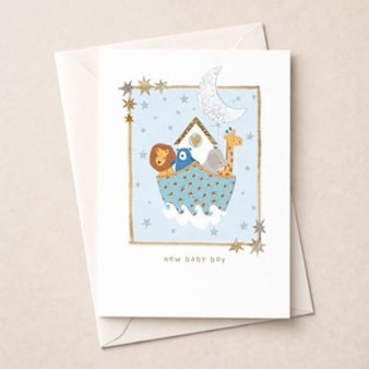 New Baby Card - Animals In A Boat New Baby Card - Animals In A Boat