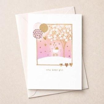 New Baby Card - Pink Pram