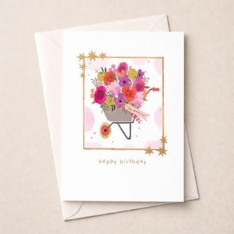 Birthday Card - Wheelbarrow Of Flowers Birthday Card - Wheelbarrow Of Flowers