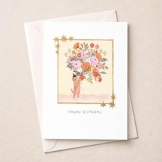 Birthday Card - Cat With A Bunch Of Flowers Birthday Card - Cat With A Bunch Of Flowers