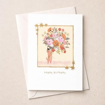 Birthday Card - Cat With A Bunch Of Flowers Birthday Card - Cat With A Bunch Of Flowers