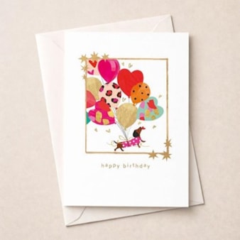 Birthday Card -  Dog With Balloons