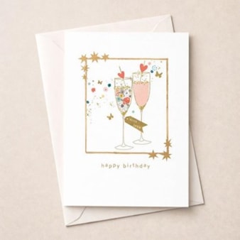 Birthday Card -  Champagne Flutes