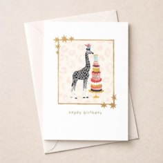 Birthday Card -  Giraffe With A Cake