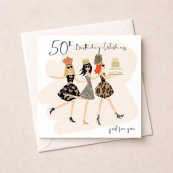 Age 50 Birthday Card - Glam Girls Age 50 Birthday Card - Glam Girls