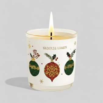 Vanilla Scented Christmas Candle - Nadolig Llawen Christmas Baubles