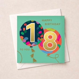 Age 18 Birthday Card - Balloons