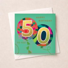 Age 50 Birthday Card - Balloons
