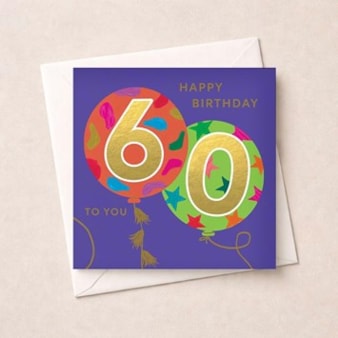Age 60 Birthday Card - Balloons