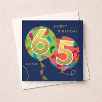 Age 65 Birthday Card - Balloons Age 65 Birthday Card - Balloons