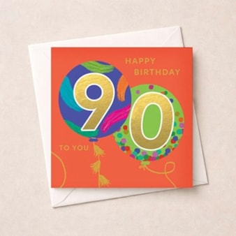 Age 90 Birthday Card - Balloons