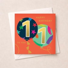 Age 11 Birthday Card - Balloons
