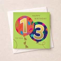 Age 13 Birthday Card - Balloons Age 13 Birthday Card - Balloons