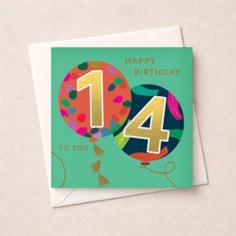 Age 14 Birthday Card - Balloons Age 14 Birthday Card - Balloons