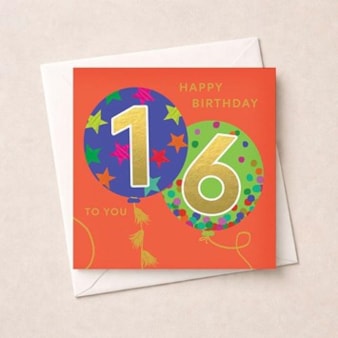 Age 16 Birthday Card - Balloons Age 16 Birthday Card - Balloons