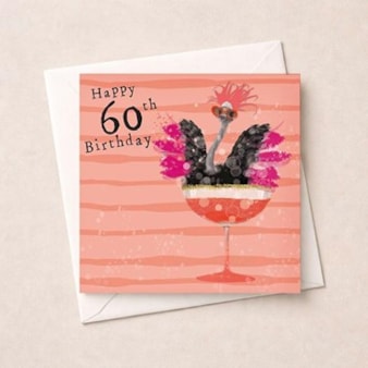 Age 60 Birthday Card - Fancy Ostrich Age 60 Birthday Card - Fancy Ostrich