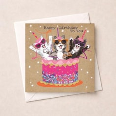 Birthday Card - Birthday Cake Cats Birthday Card - Birthday Cake Cats