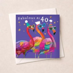 Age 40 Birthday Card - Fabulous Flamingos