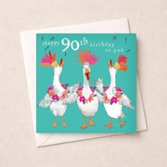 Age 90 Birthday Card - Happy Geese Age 90 Birthday Card - Happy Geese