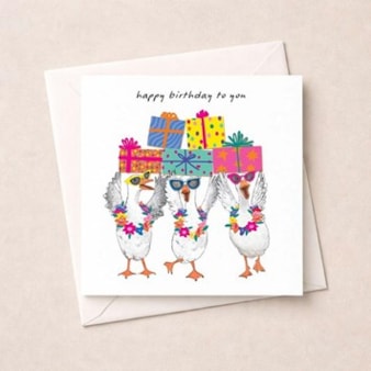 Birthday Card - Birthday Geese With Gifts