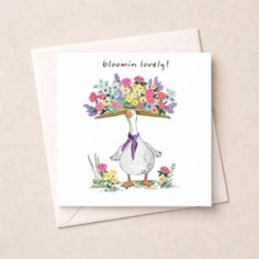 Open Card - Blooming Lovely Goose With Flowers Open Card - Blooming Lovely Goose With Flowers
